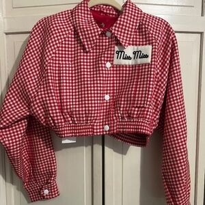 Miu Miu Gingham Checked Cropped Jacket